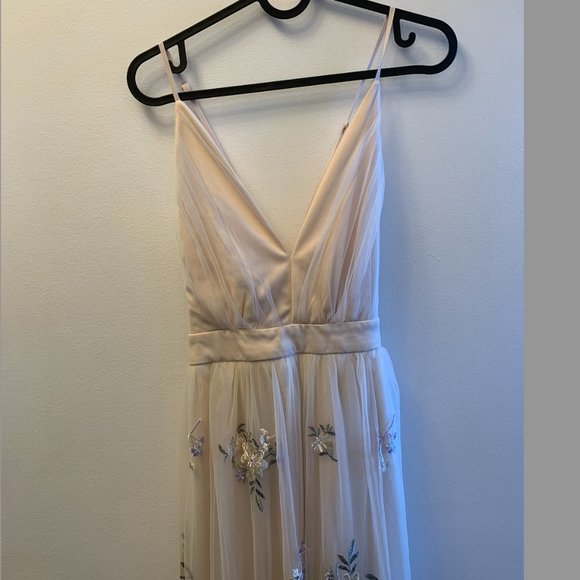Lulu's Embroidered Cream MaxiDress - for Wedding Rehearsal or Engagement photos! - Picture 5 of 7